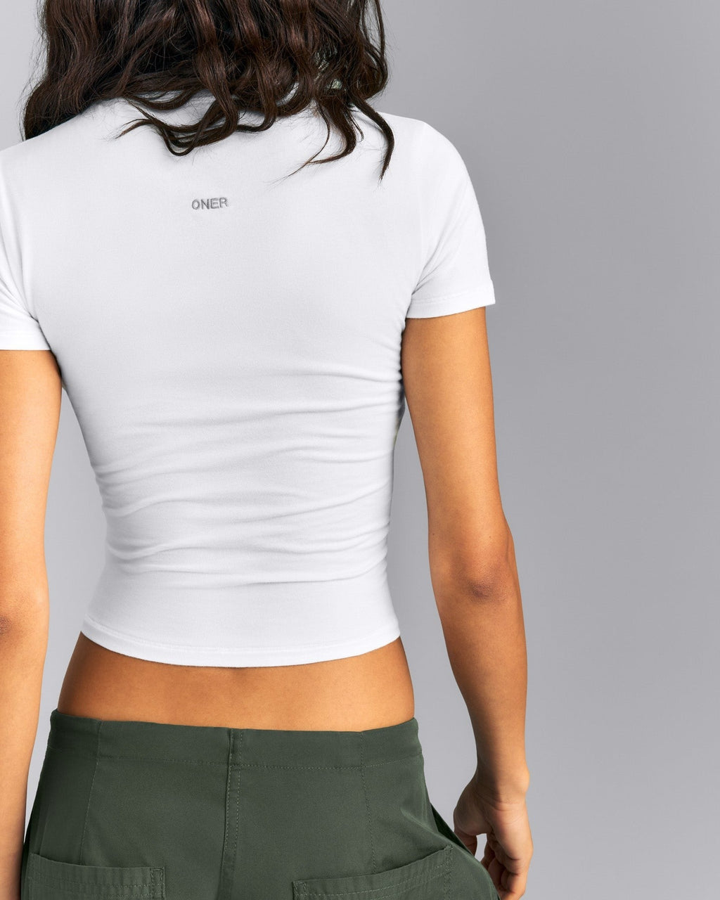 Fitted Cotton Short Sleeve Crew Neck Tee | White