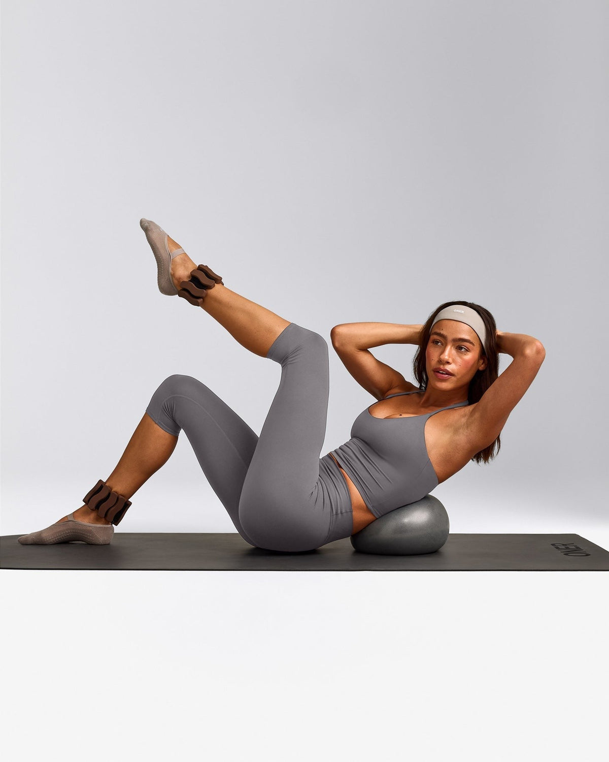 SoftMotionTM Strappy Halter Neck Mid Tank Top with Built in Bra Shelf | Ash Gray