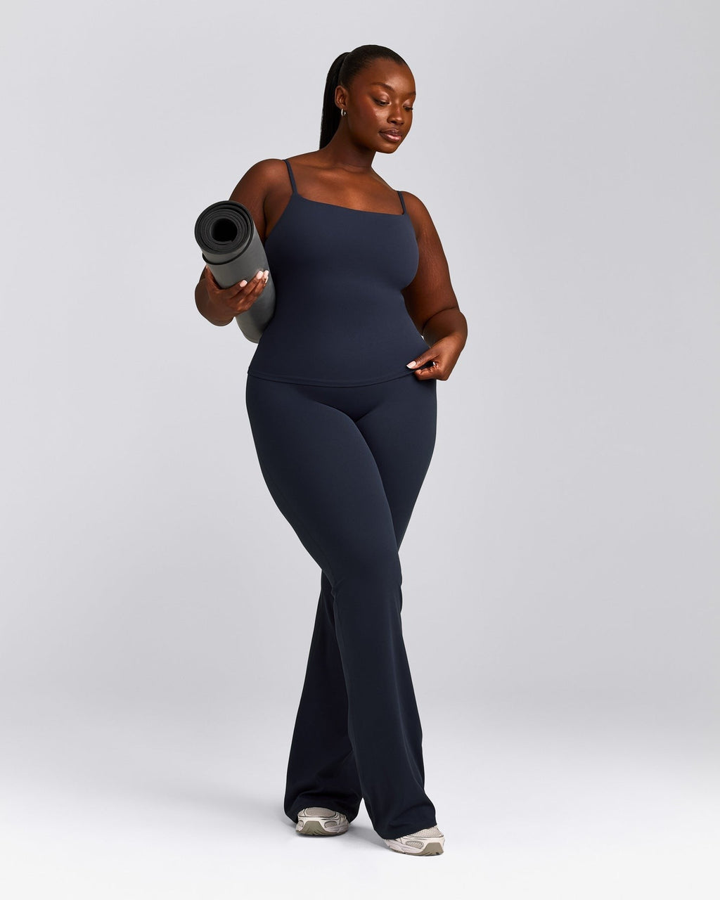 SoftMotionTM Strappy Tank Top with Built in Bra Shelf | True Blue