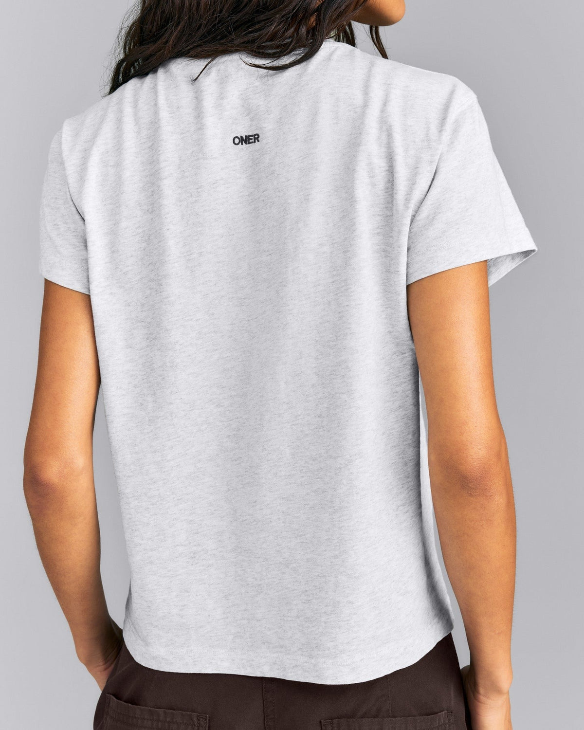 Regular Cotton Short Sleeve Tee | Light Gray Marl