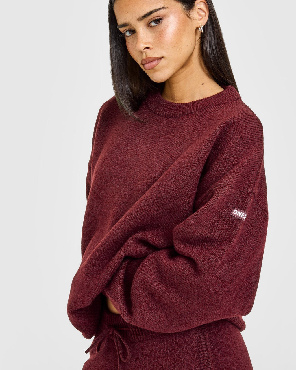 Oversized Knit Crew Neck Sweatshirt | Rosewood