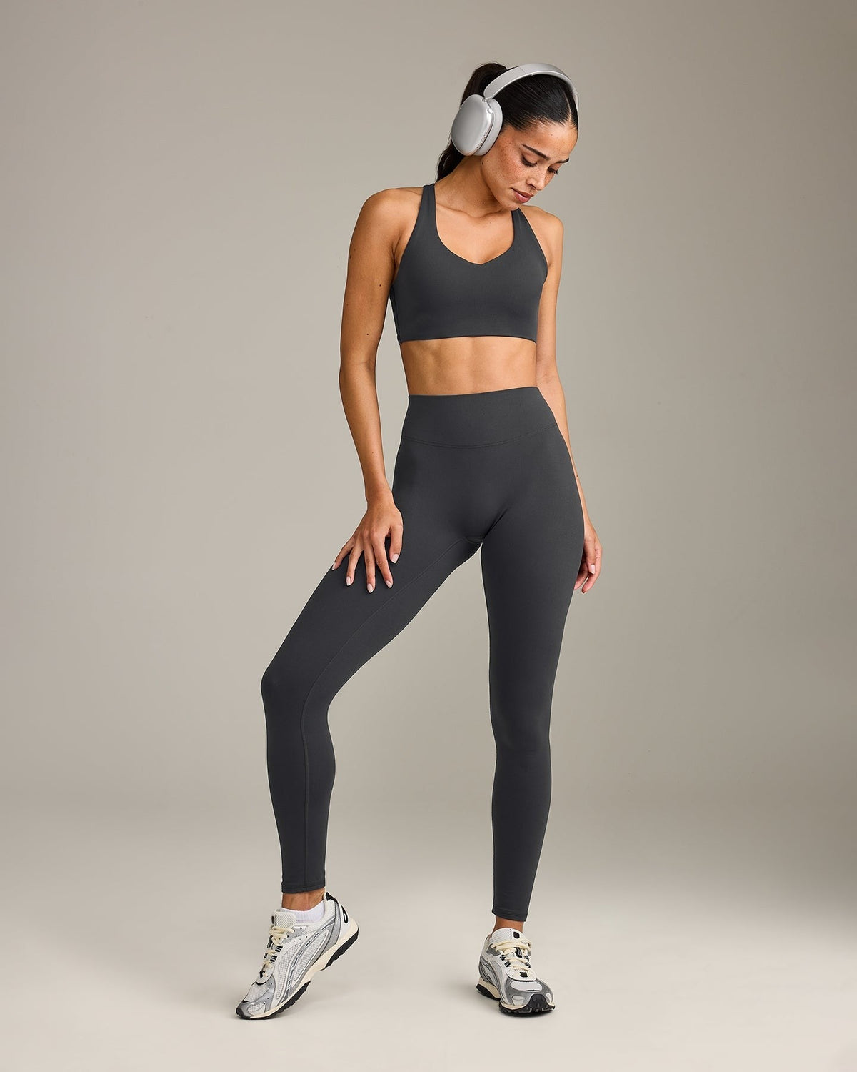 SoftMotionTM High Waisted Leggings | Coal