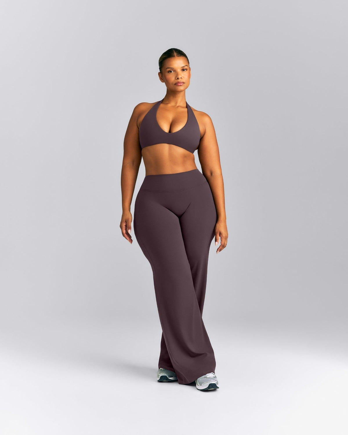 SoftMotionTM Minimal Halter Neck Bralette | Dark Umber Brown