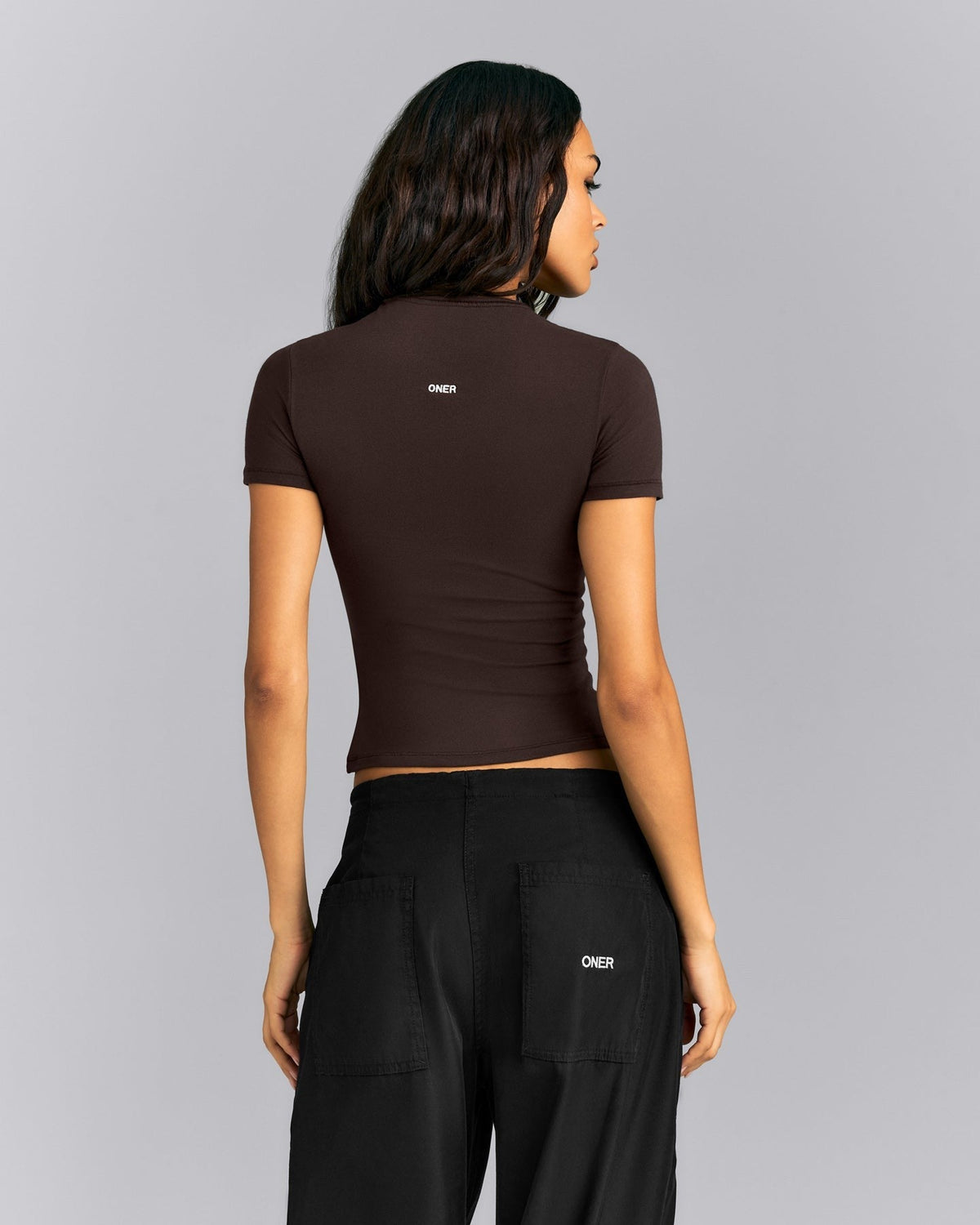 Fitted Cotton Short Sleeve Crew Neck Tee | 70% Cocoa