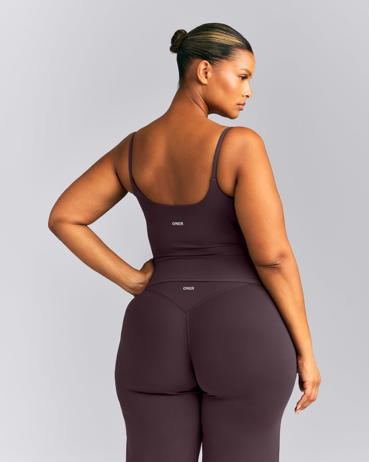 SoftMotionTM Strappy Tank Top with Built in Bra Shelf | Dark Umber Brown