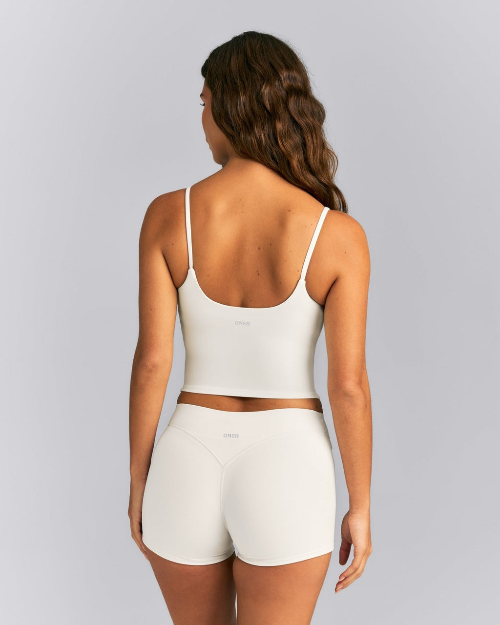 SoftMotionTM Strappy Mid Tank Top with Built in Bra Shelf | Marshmallow White