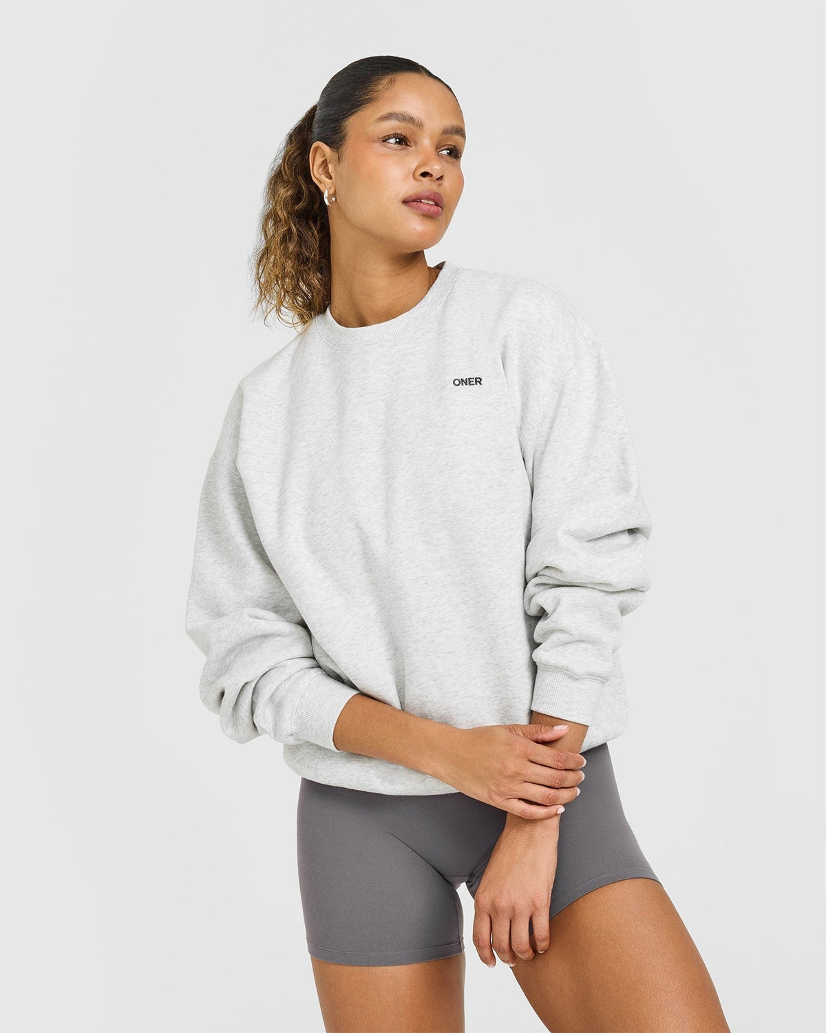 Foundations Oversized Sweatshirt | Light Gray Marl