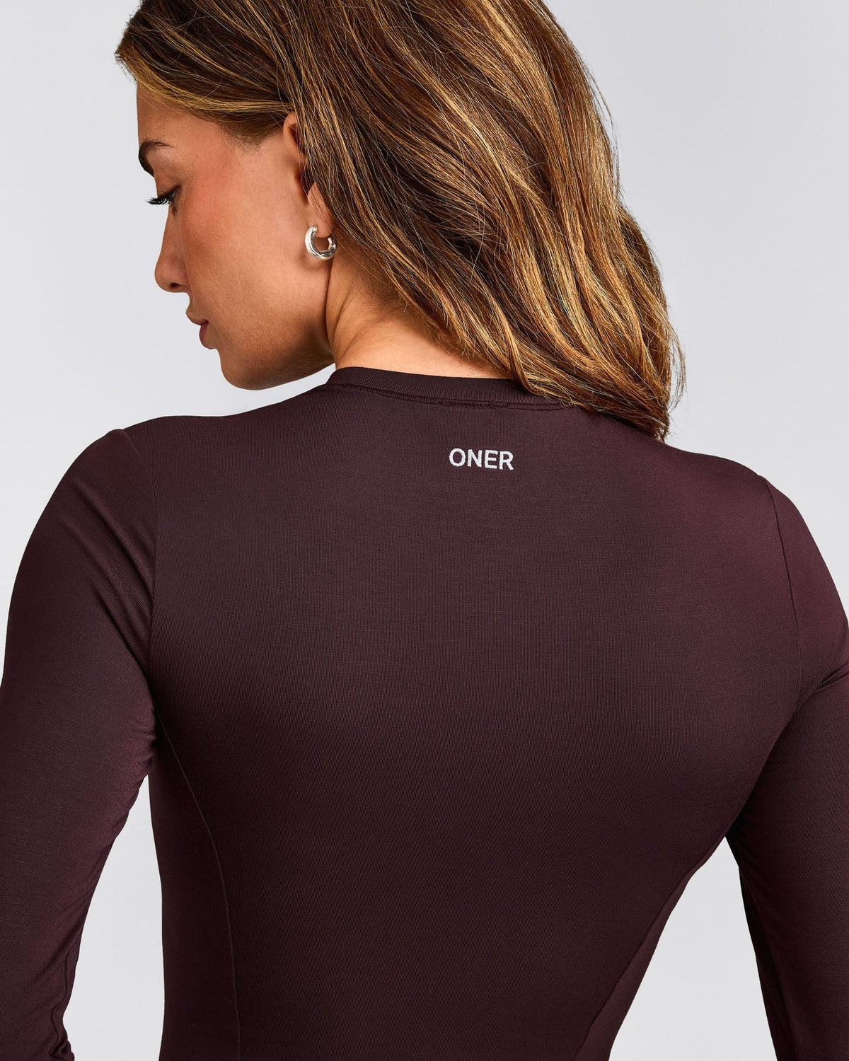MellowTM Motion Crew Neck Long Sleeve Mid Top | Plum Brown