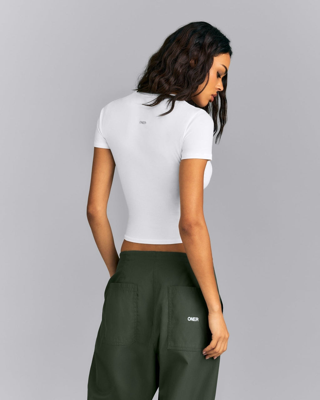 Fitted Cotton Short Sleeve Crew Neck Tee | White