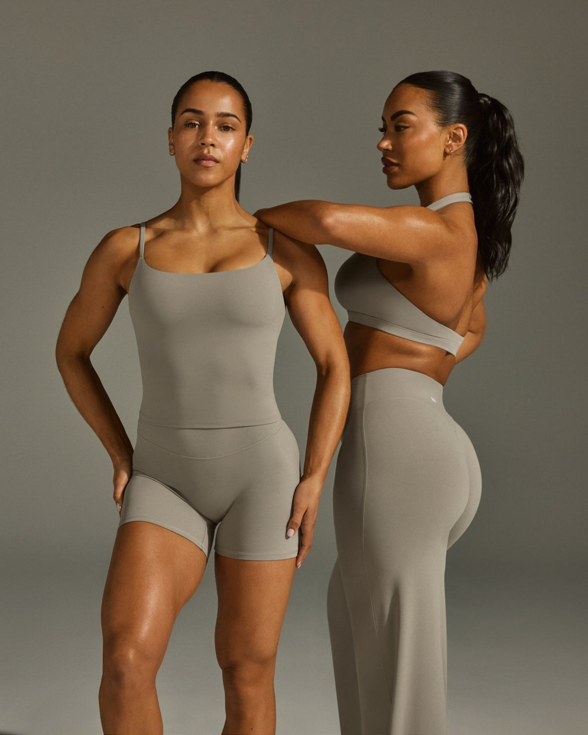 SoftMotionTM Strappy Mid Tank Top with Built in Bra Shelf | Warm Sand