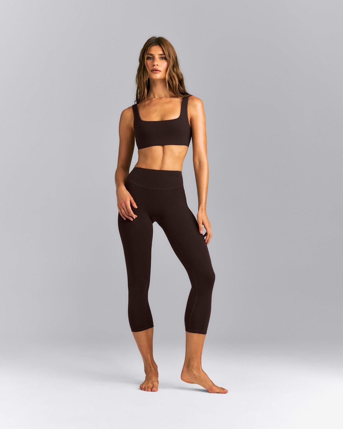 SoftMotionTM Soft Square Neck Sports Bra | 70% Cocoa