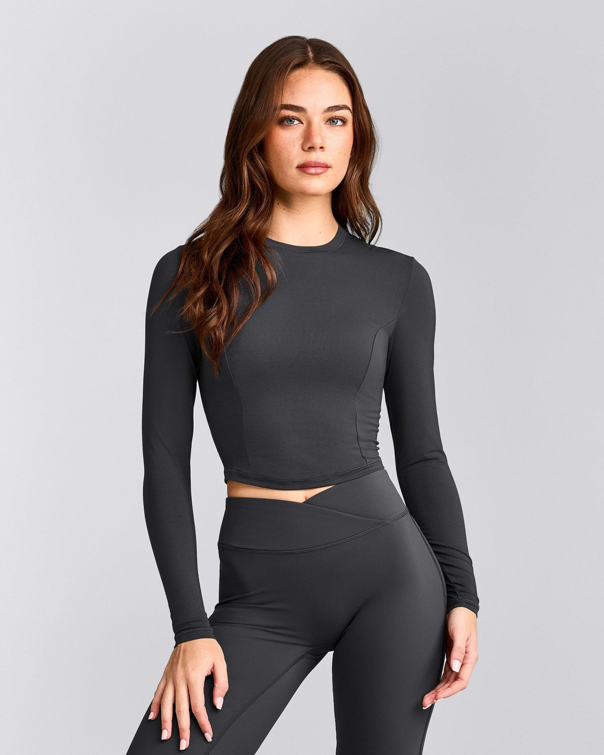 MellowTM Motion Crew Neck Long Sleeve Mid Top | Coal