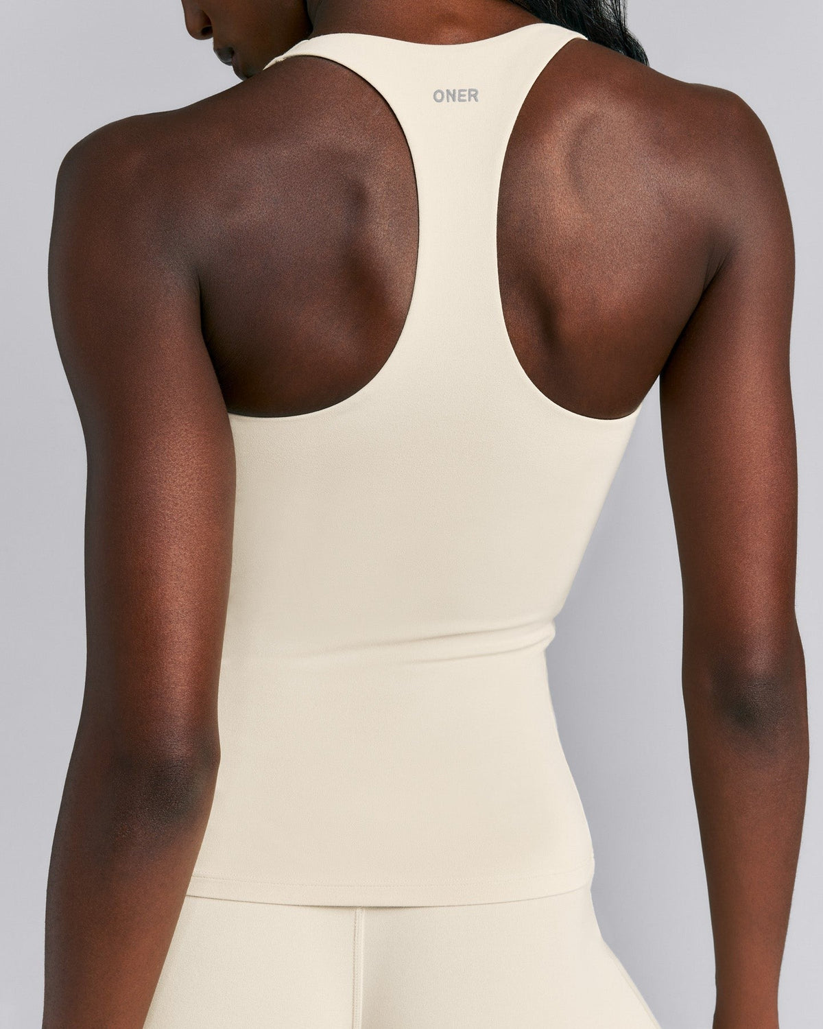 SoftMotionTM Racer Back Tank Top with Built in Bra Shelf | Oatmeal