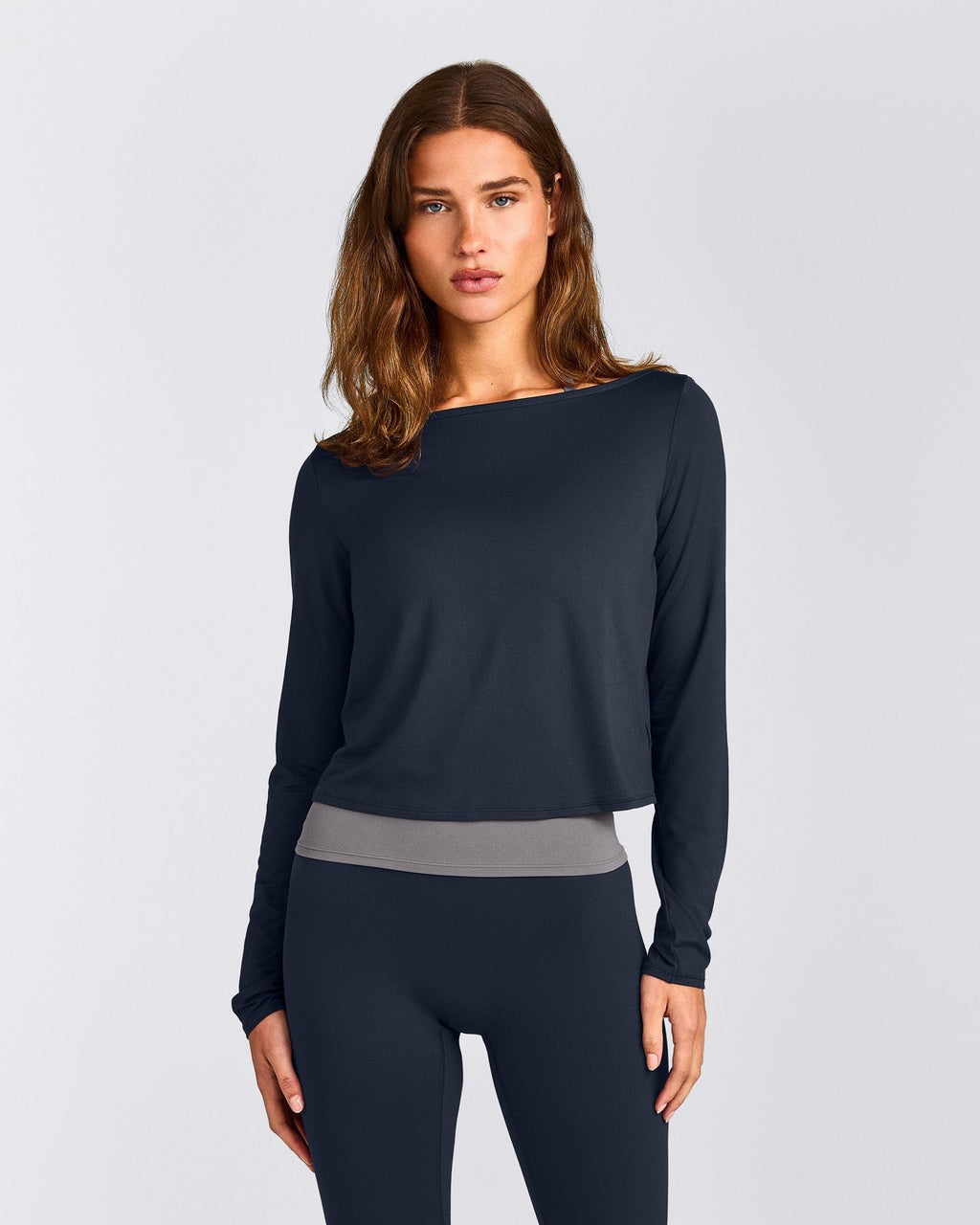 FormeSoftTM Relaxed Slash Neck Long Sleeve Top | True Blue