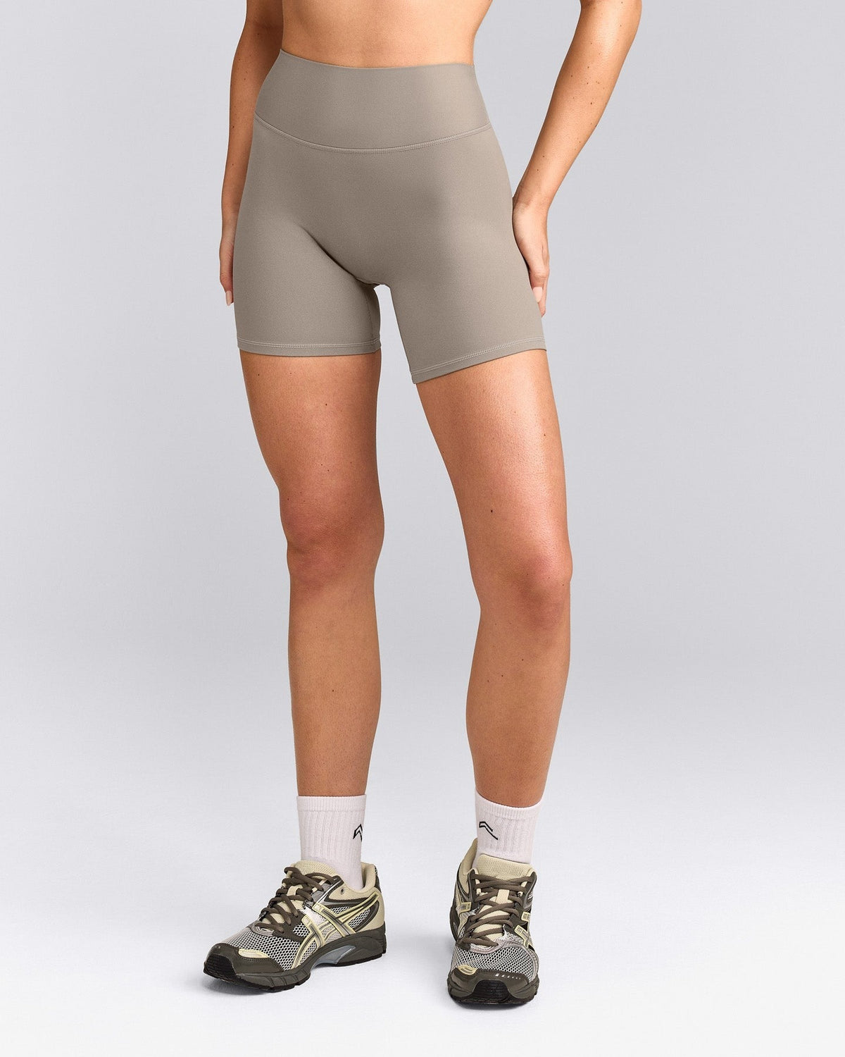 SoftMotionTM High Waisted Shorts 6" | Warm Sand