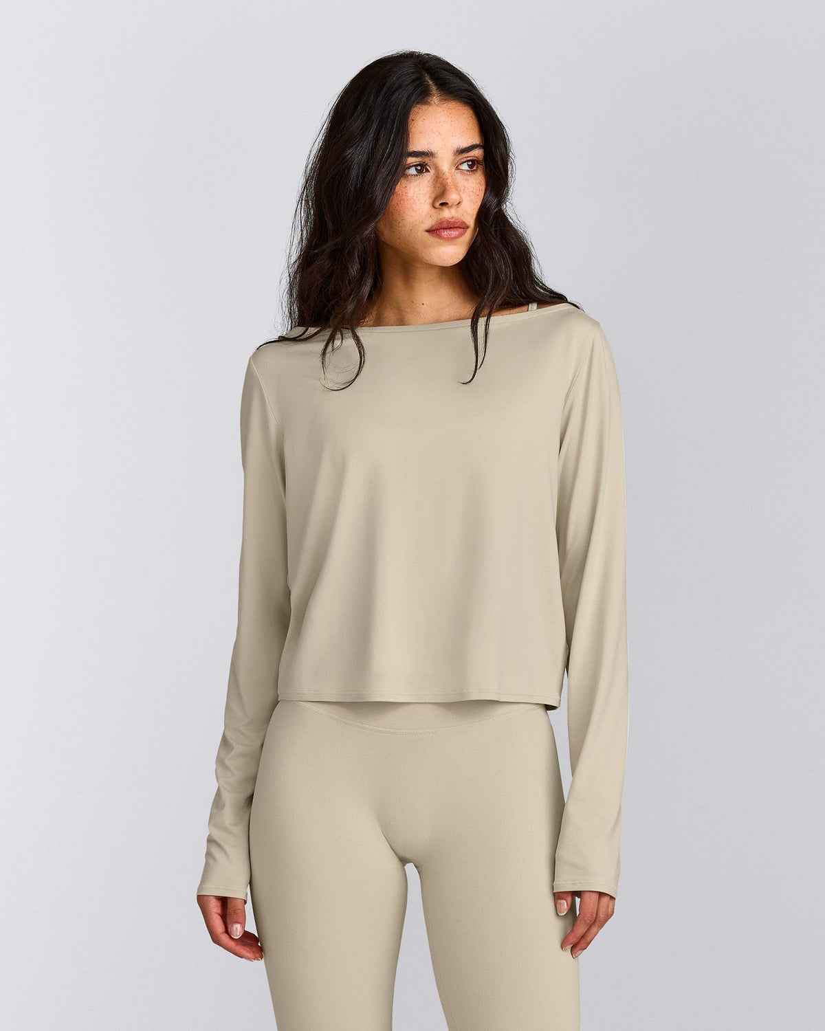 FormeSoftTM Relaxed Slash Neck Long Sleeve Top | Oatmeal