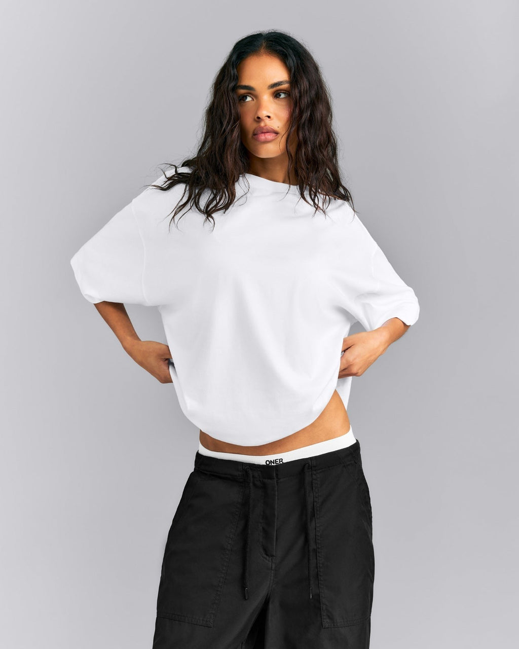 Oversized Cotton Short Sleeve Tee | White