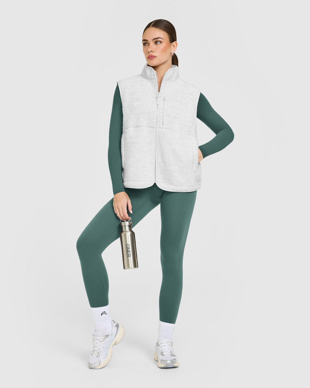 Fleece Vest with Chest Pocket | Heather Gray