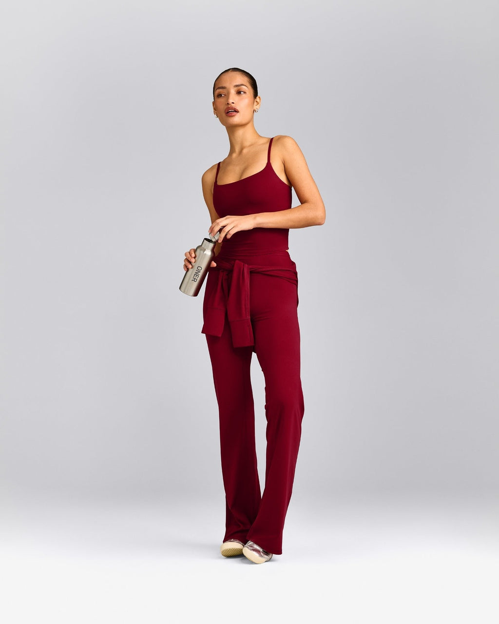 SoftMotionTM Strappy Mid Tank Top with Built in Bra Shelf | Ruby Red
