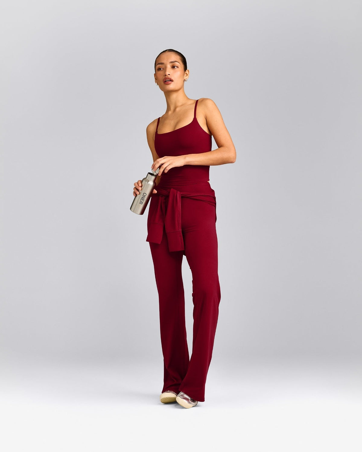 SoftMotionTM Strappy Mid Tank Top with Built in Bra Shelf | Ruby Red