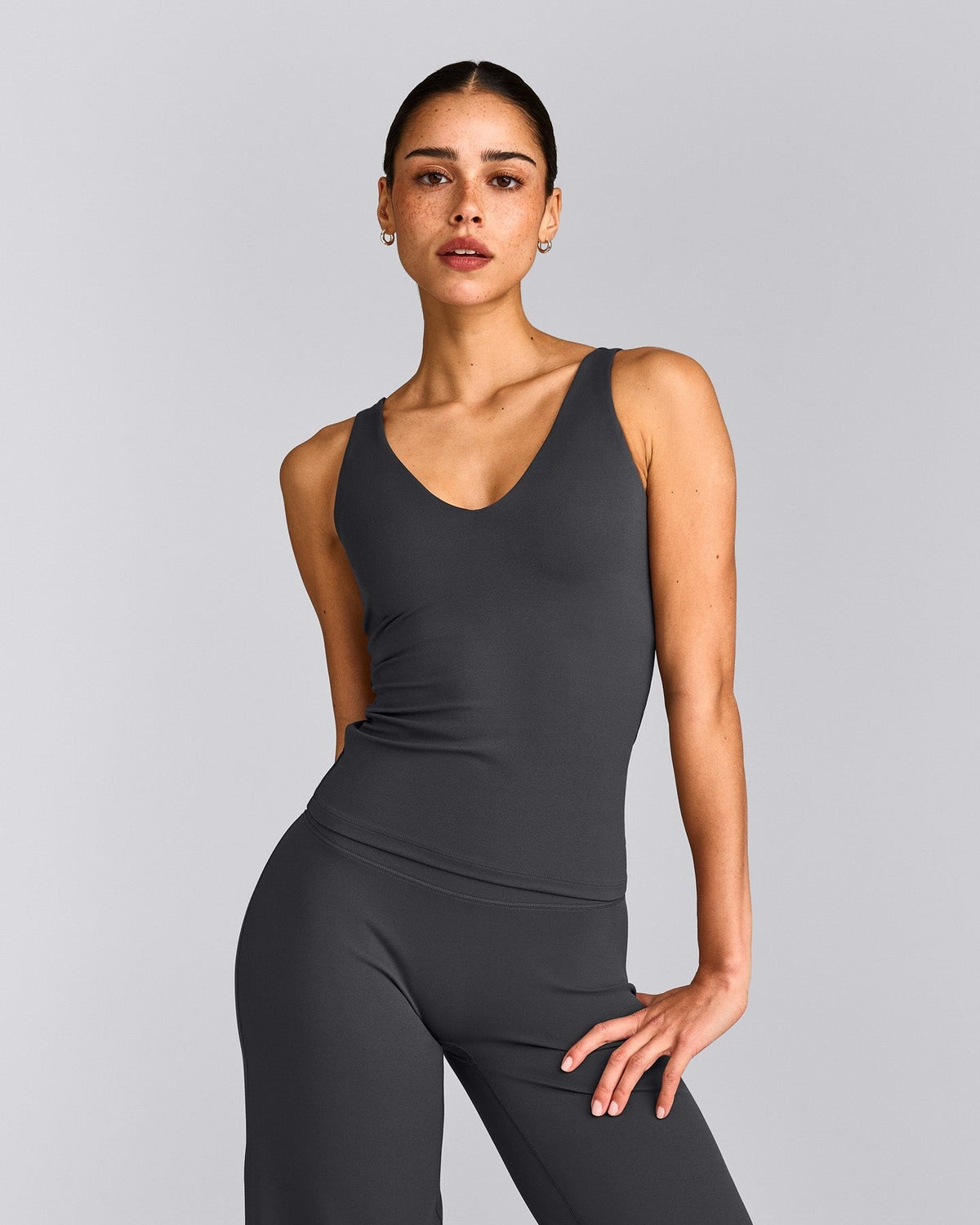 SoftMotionTM Scoop Neck Tank Top | Coal