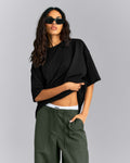 Oversized Cotton Short Sleeve Tee | Black