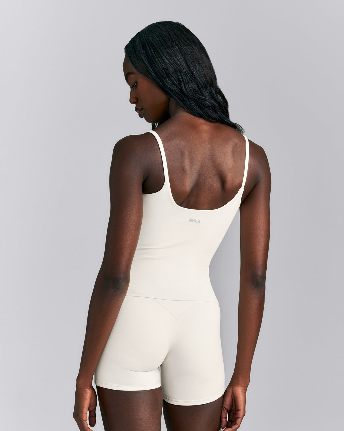 SoftMotionTM Strappy Tank Top with Built in Bra Shelf | Marshmallow White