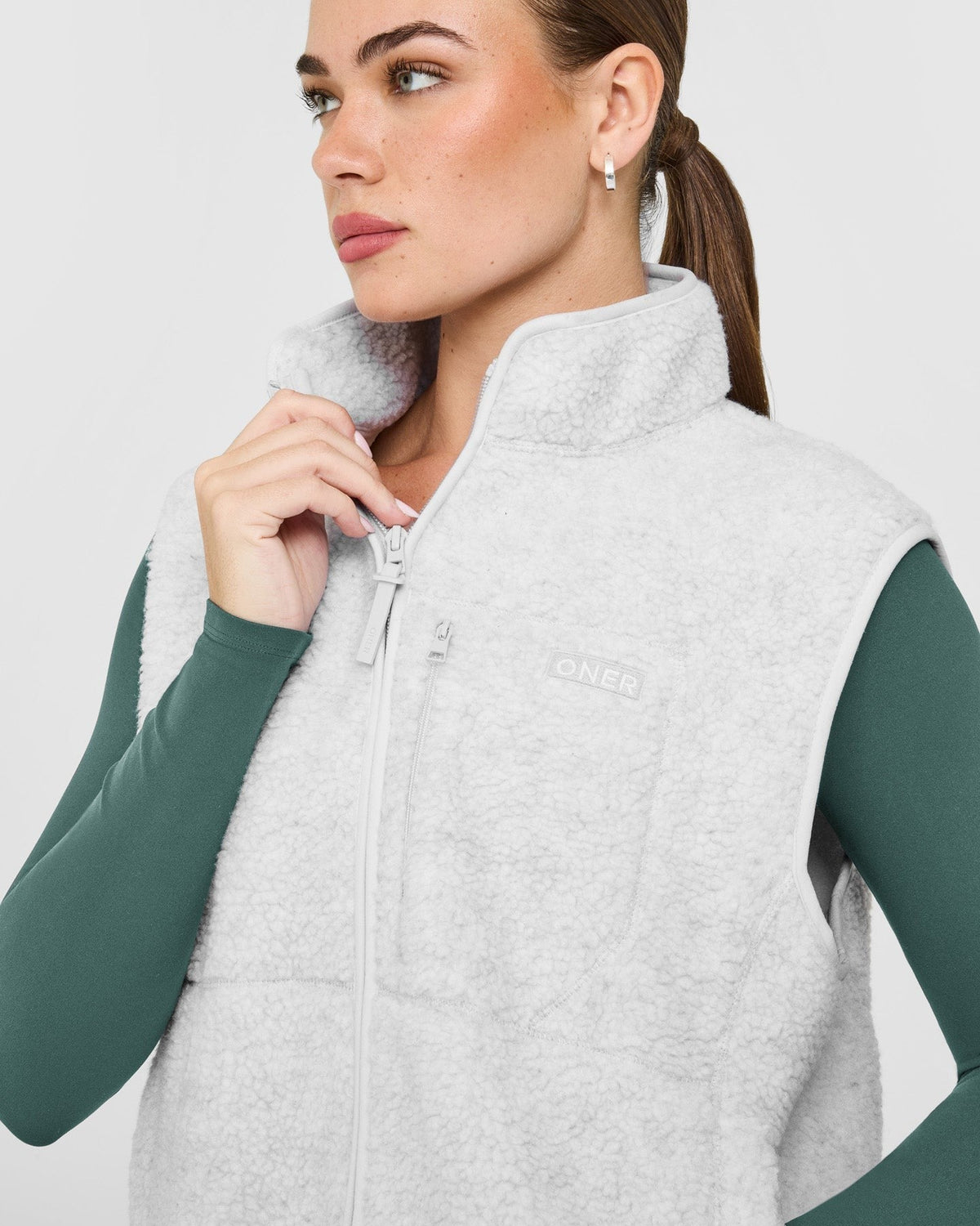 Fleece Vest with Chest Pocket | Heather Gray