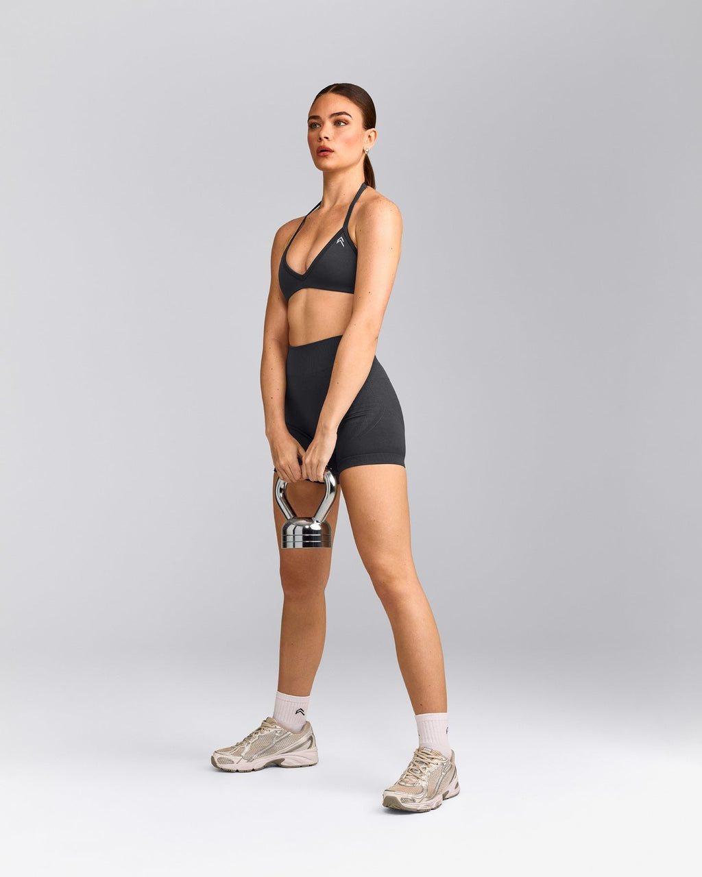 EnhanceLiftTM Seamless Minimal Halter Neck Bralette | Coal