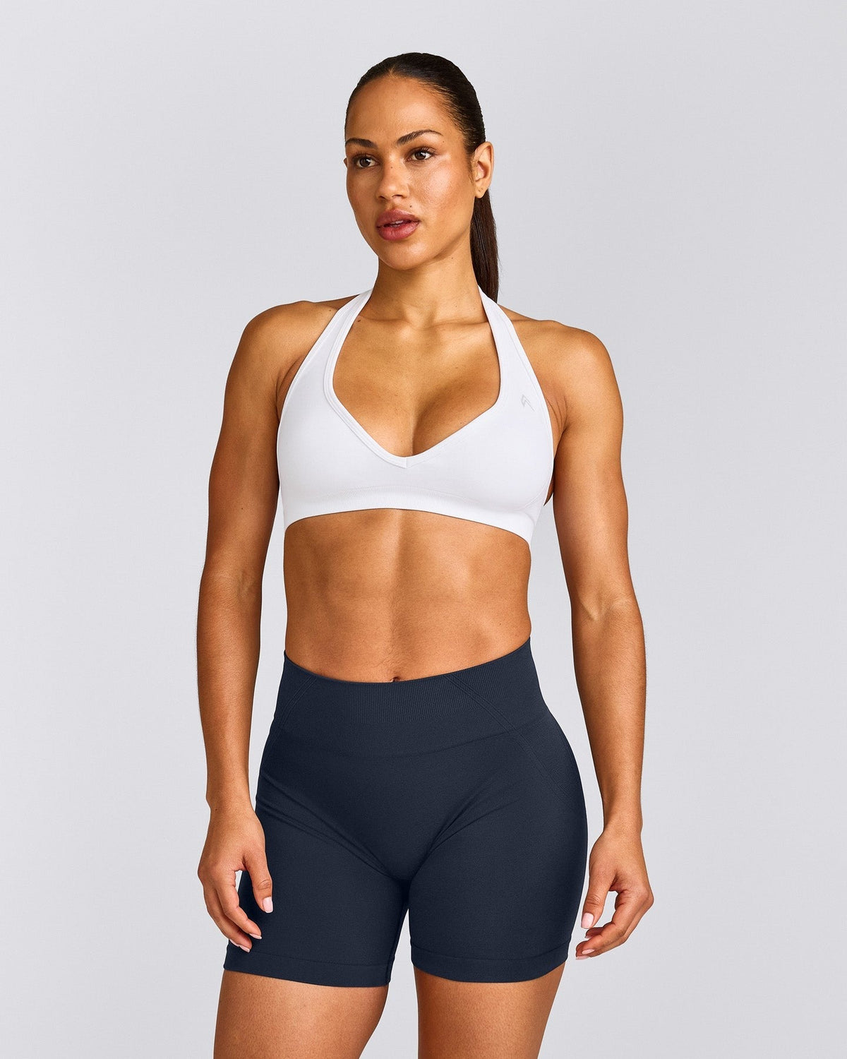 EffortlessLiftTM Seamless Halter Neck Sports Bra | White