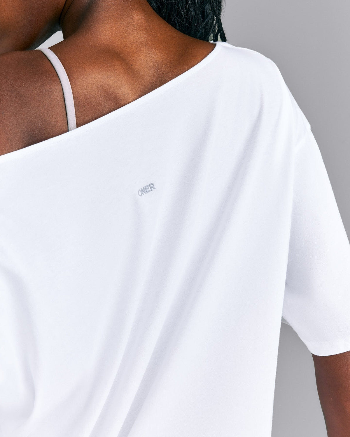 Slouchy One Shoulder Tee | White