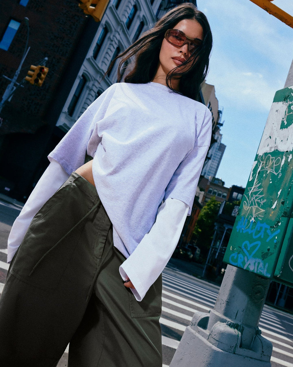 Oversized Cotton Short Sleeve Tee | Light Gray Marl