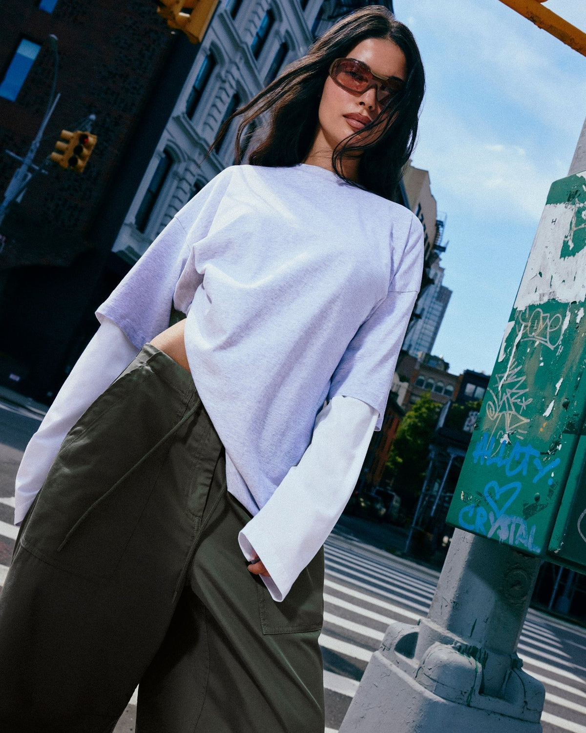 Oversized Cotton Short Sleeve Tee | Light Gray Marl