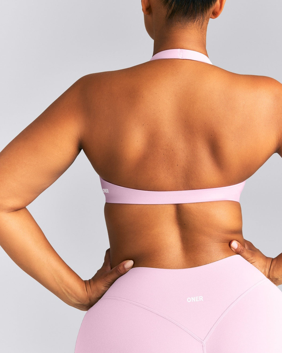 SoftMotionTM Minimal Halter Neck Bralette | Chalk Pink