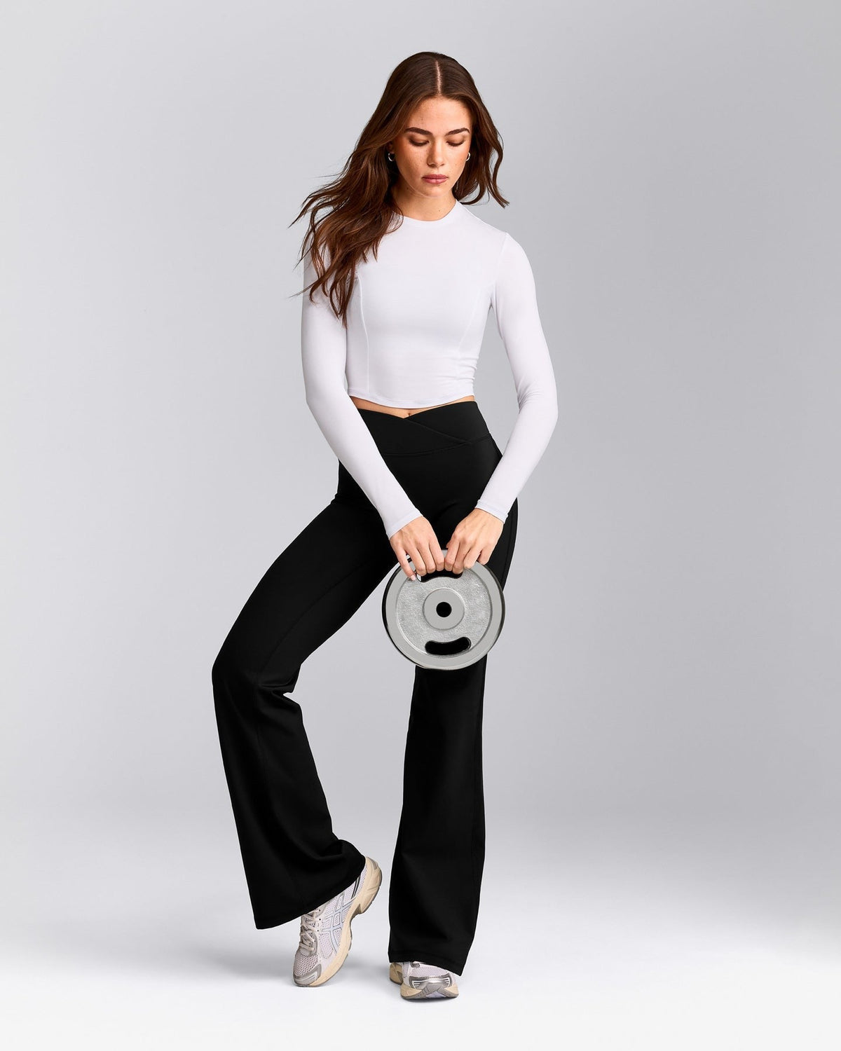 MellowTM Motion Crew Neck Long Sleeve Mid Top | White