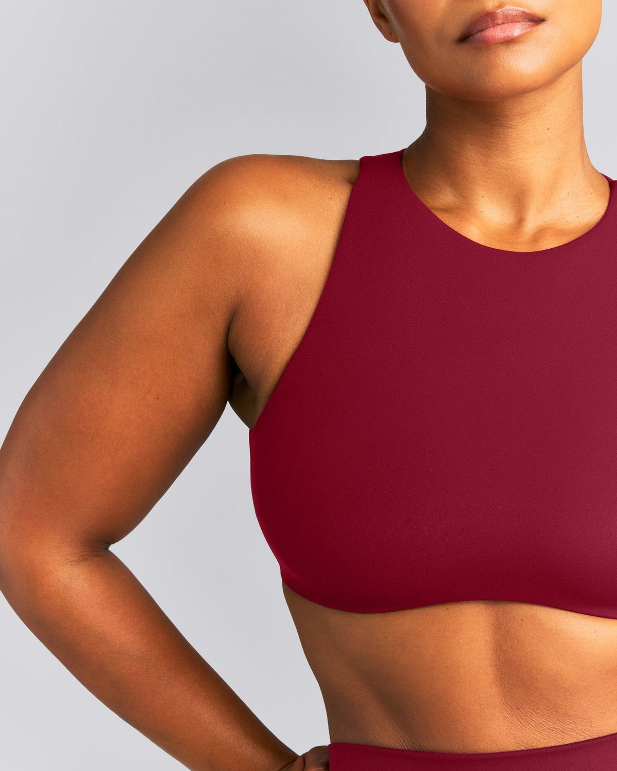 SoftMotionTM High Neck Sports Bra | Ruby Red