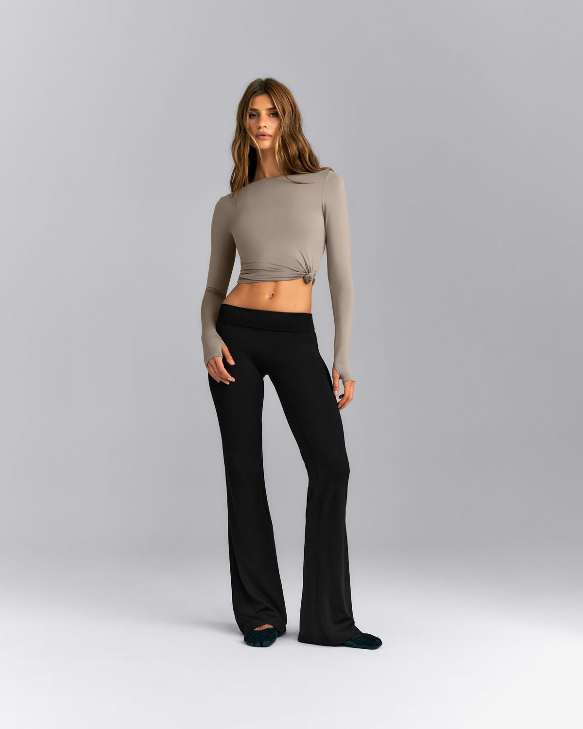 FormeSoftTM Fitted Off-The-Shoulder Long Sleeve Top | Washed Minky