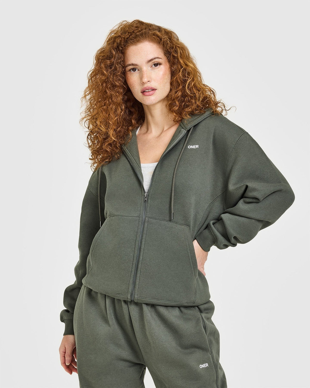 Foundations Zip Up Hoodie | Dark Khaki