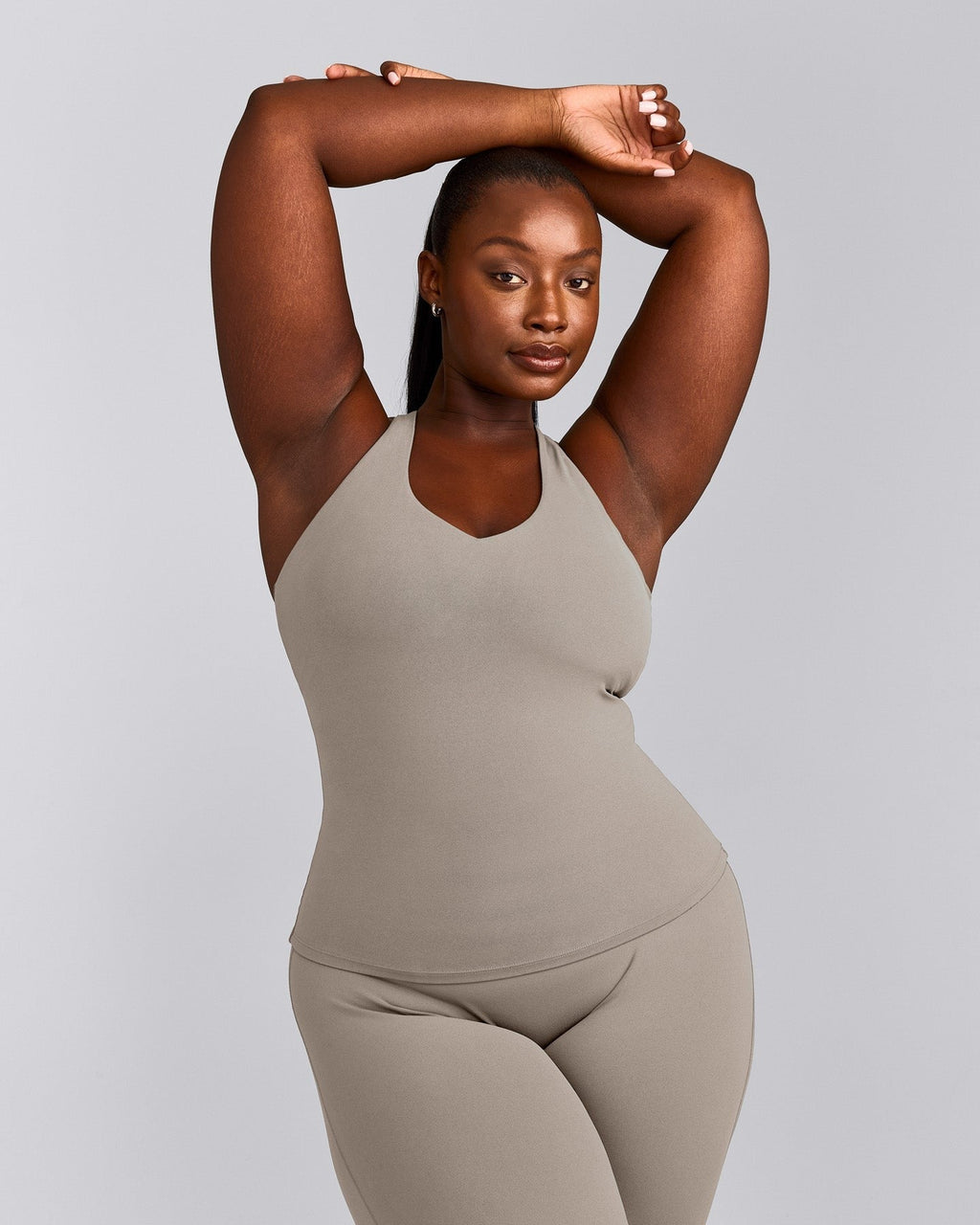SoftMotionTM Racer Back Tank Top with Built in Bra Shelf | Warm Sand