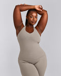 SoftMotionTM Racer Back Tank Top with Built in Bra Shelf | Warm Sand