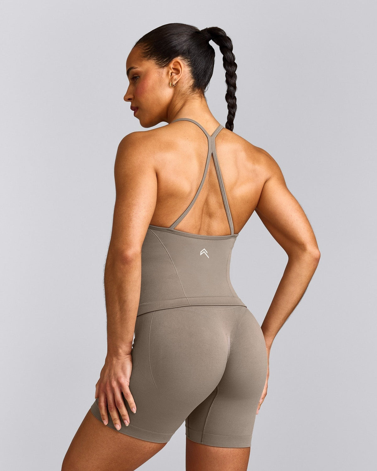 EnhanceLiftTM Seamless Strappy Racer Tank Top with Built in Bra Shelf | Warm Minky