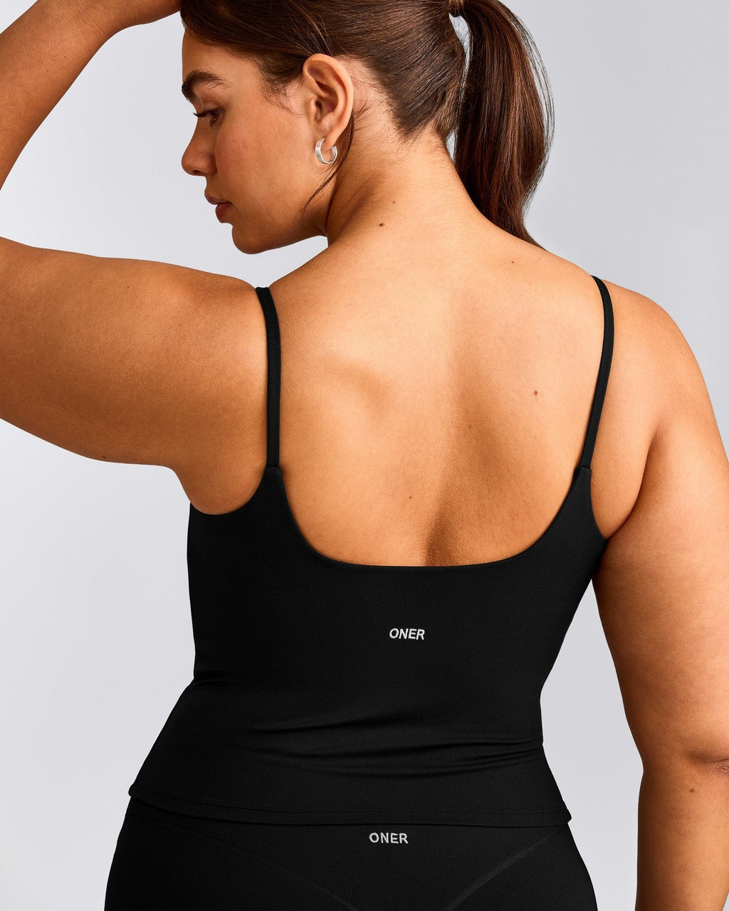 SoftMotionTM Strappy Tank Top with Built in Bra Shelf | Black