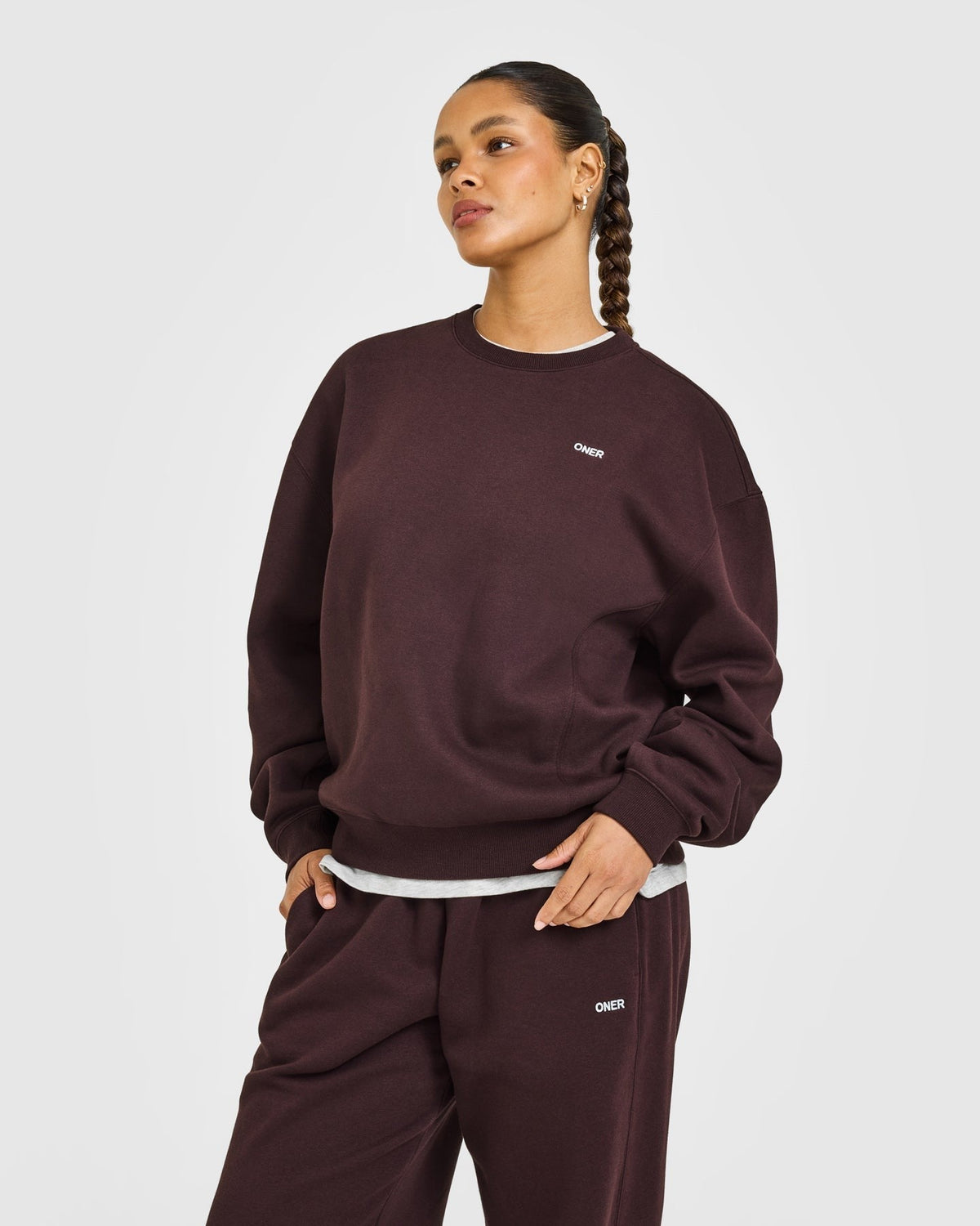 Foundations Crew Neck Sweatshirt | Plum Brown