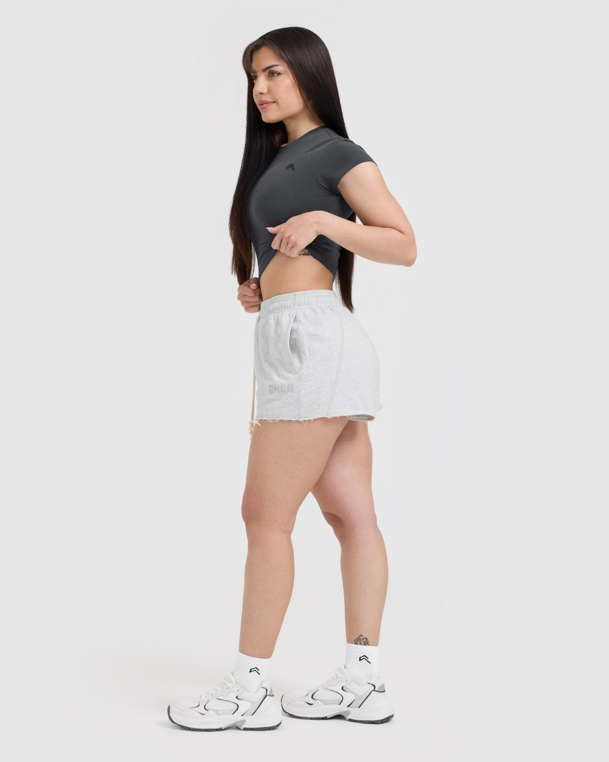 Raw Lounge Oversized Shorts | Light Gray Marl