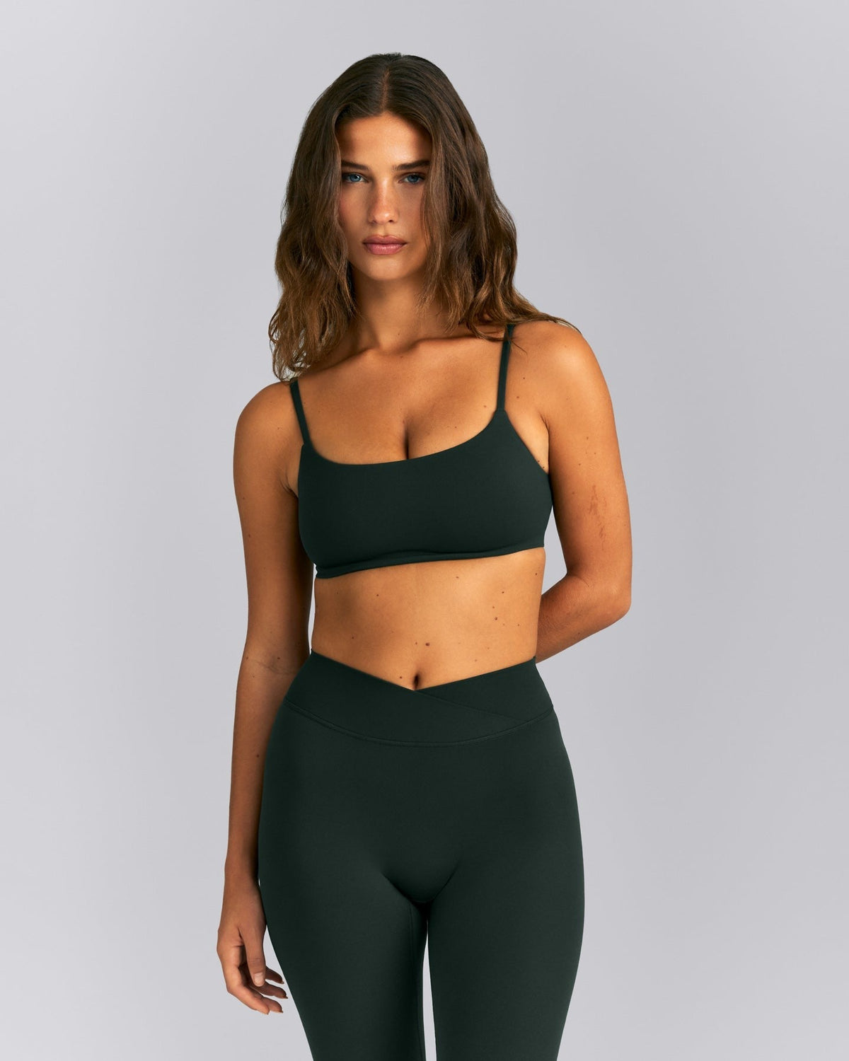 SoftMotionTM Strappy Sports Bra | Emerald Noir