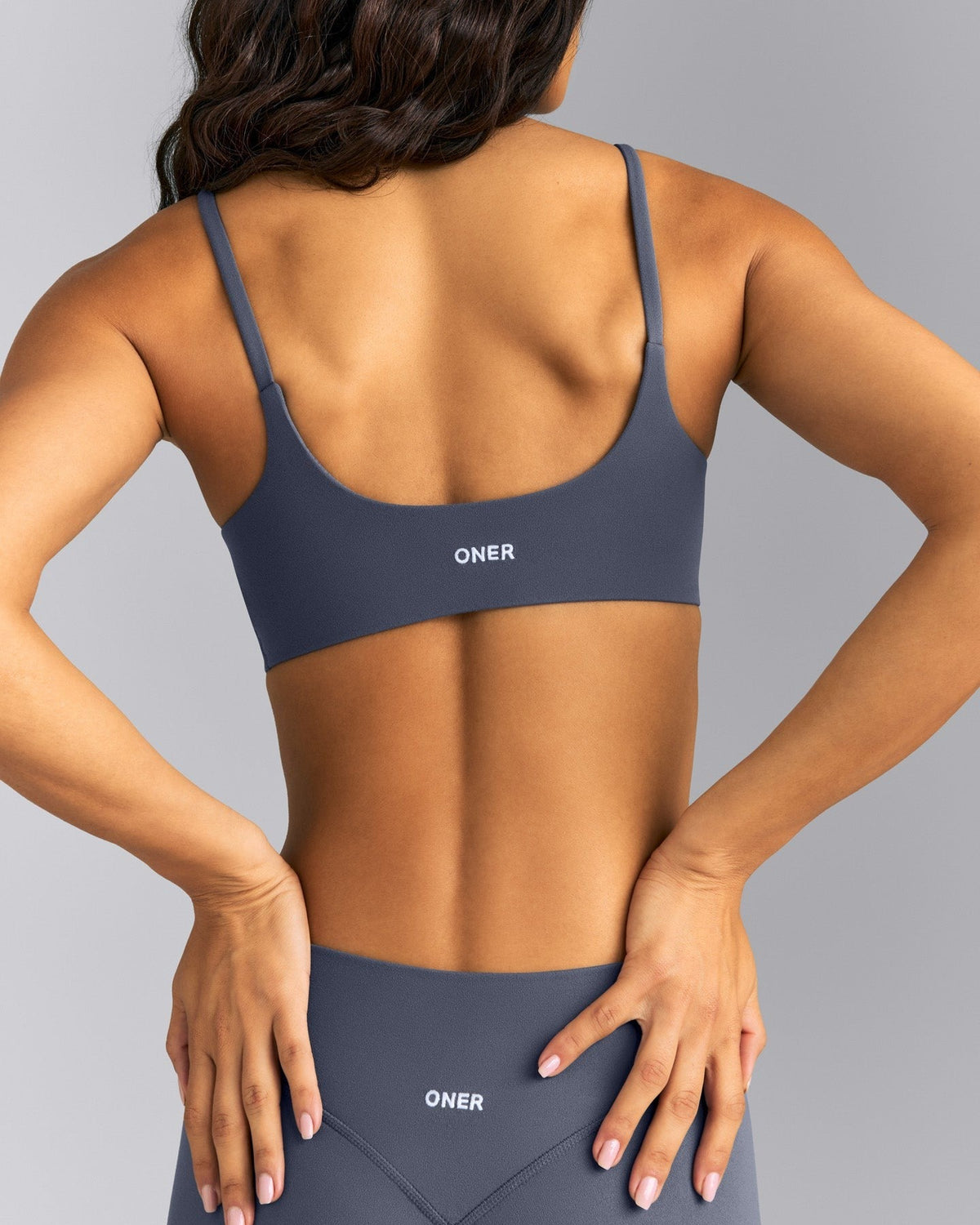 SoftMotionTM Strappy Sports Bra | Granite Blue