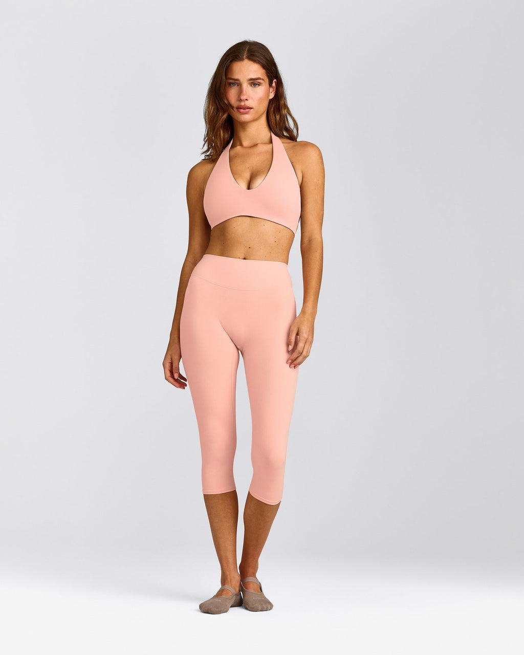 SoftMotionTM Minimal Halter Neck Bralette | Peach Orange