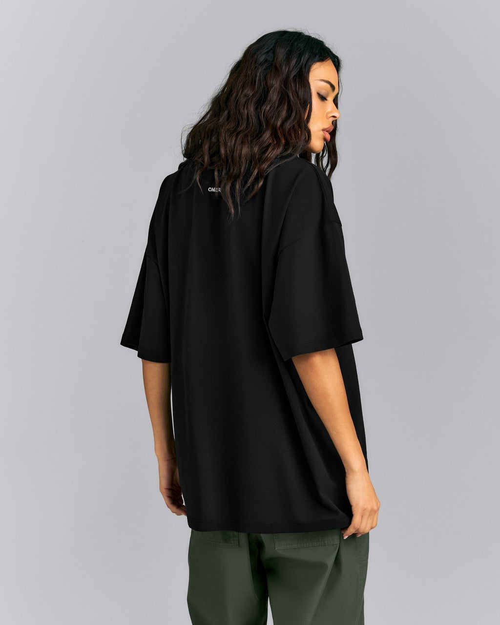 Oversized Cotton Short Sleeve Tee | Black