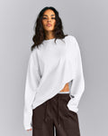 Oversized Cotton Long Sleeve Top | White