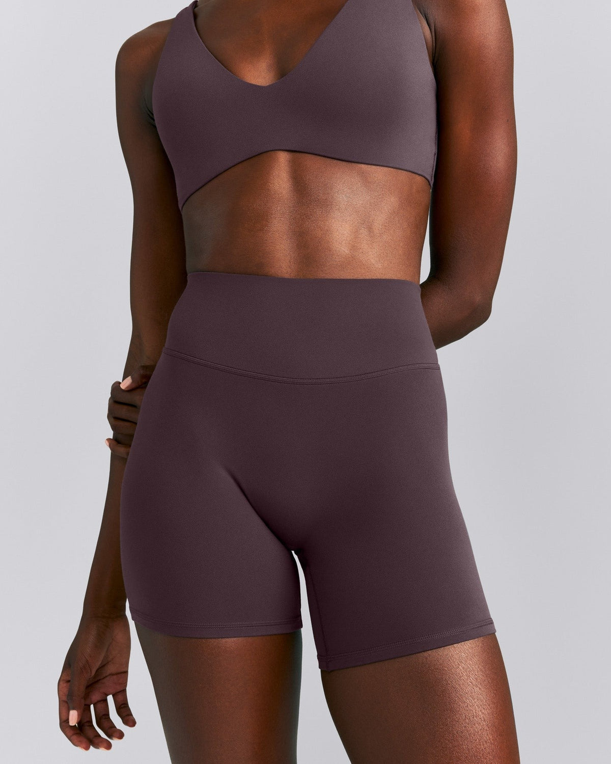 SoftMotionTM High Waisted Shorts 6" | Dark Umber Brown